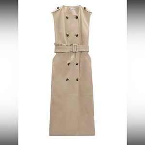 Zara belted trench dress with open back